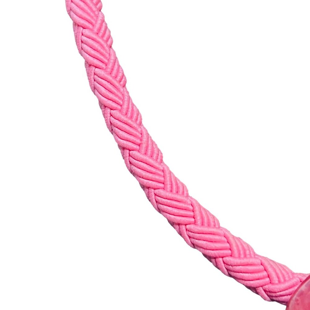 Avon Pink Ceramic Wild Flower Choker Necklace On Braided Cord (6127) - Picture 4 of 7